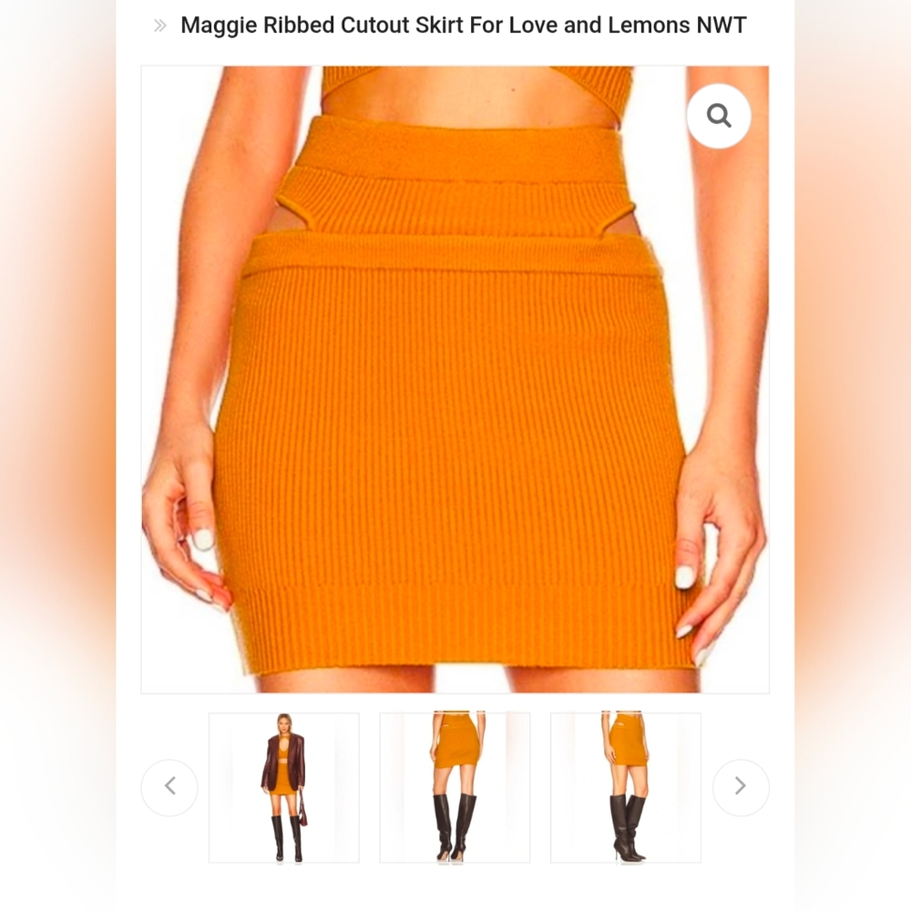 For Love And Lemons Ribbed Cutout Skirt